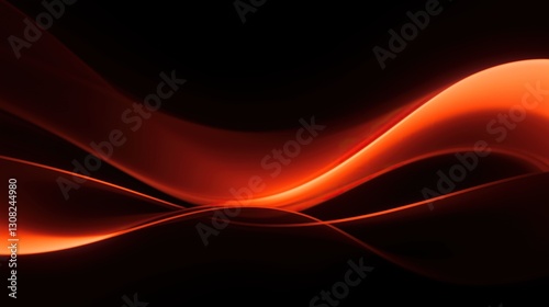 Dark Background with Orange Gradient Resembling Flowing Light Waves. Abstract Design for Sleek Wallpaper and Digital Media