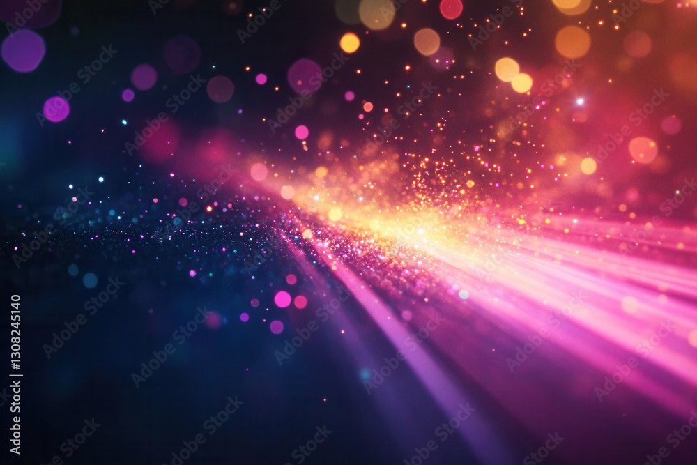 Fototapeta premium Bright beams of light cut through darkness creating vibrant sparks in an abstract design Generative AI