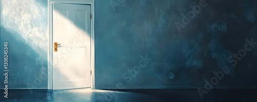 Wallpaper Mural Sunlight streams through open door in dark room. Hope, new beginnings Torontodigital.ca