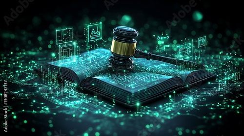 Digital Law Book, Gavel, Data, Concept