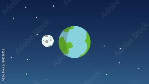 Earth and moon orbit motion animation