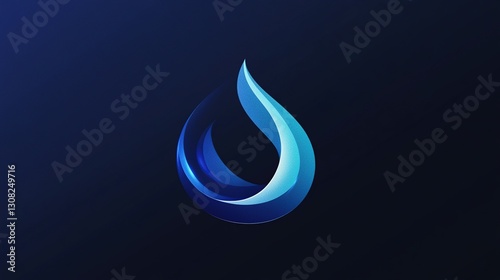 Abstract Blue Water Drop Logo Design:  A Minimalist and Sleek Visual Representation