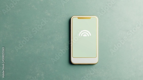 Smartphone with Wifi Signal Icon on Teal Background