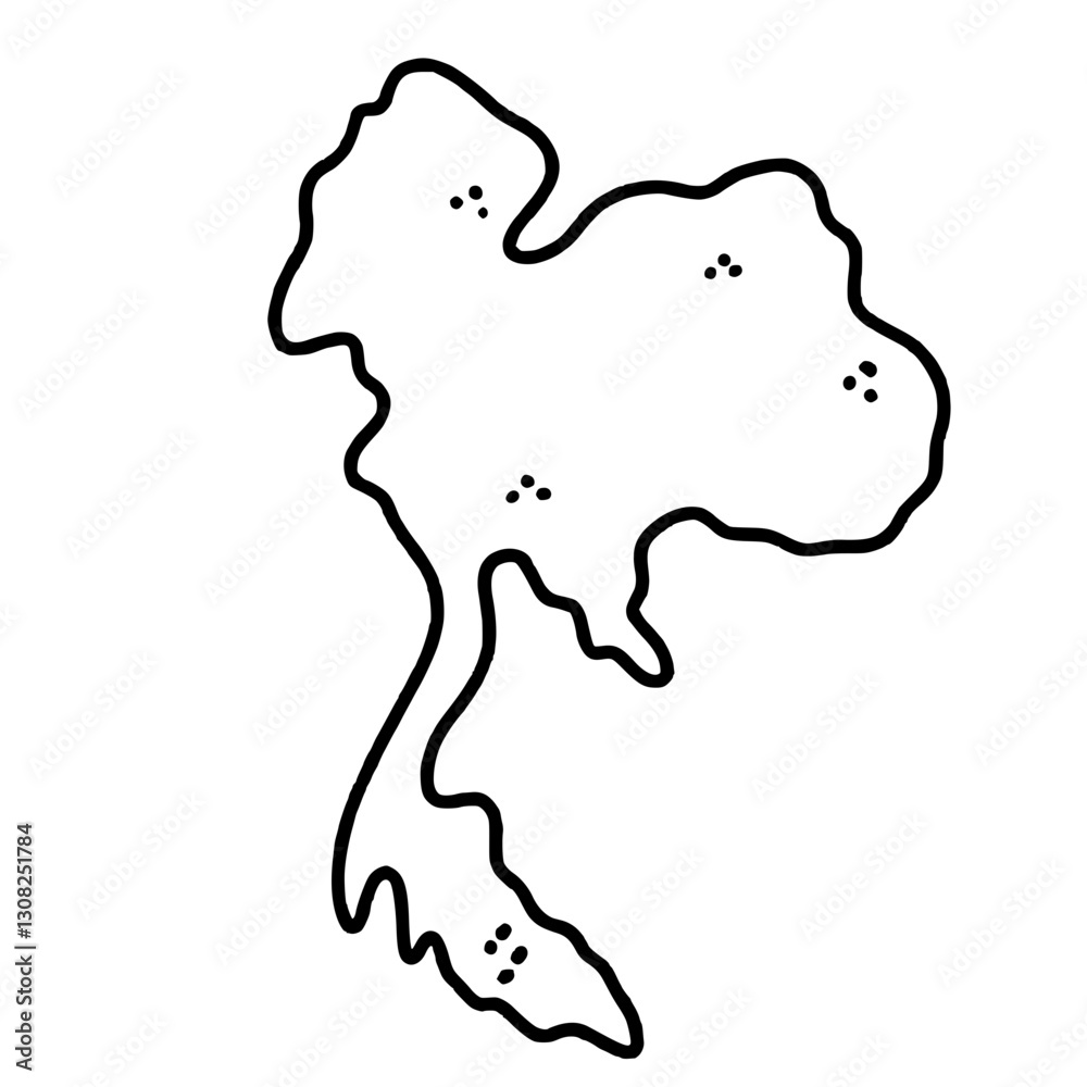A map of Thailand line art drawing of Traditional Thai Bangkok Thailand Illustration A map of Thailand line art drawing of Traditional Thai Bangkok Thailand Illustration