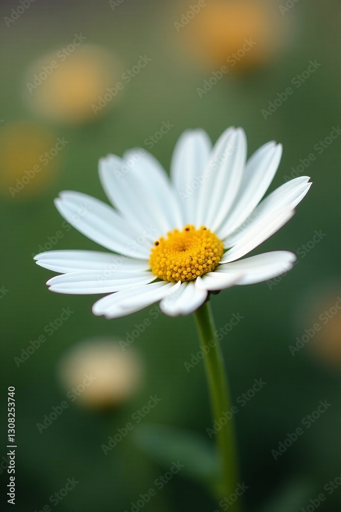 Close-up of delicate white daisy in soft focus, botanical, macro, summer Close-up of delicate white daisy in soft focus, botanical, macro, summer