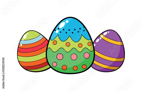 Set of easter colorful eggs flat design, eggs silhouette, easter eggs icon design on white background