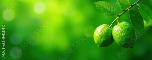 Wallpaper Mural Vibrant green limes with fresh leaves on lush background, organic, color, lime Torontodigital.ca