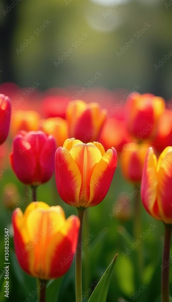 Vibrant spring tulips in full bloom, diverse colors , outdoor, flowers Vibrant spring tulips in full bloom, diverse colors , outdoor, flowers