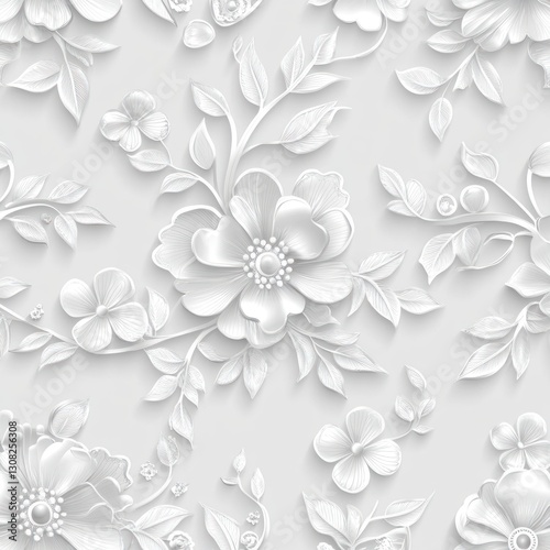 Ornate white flower pattern background