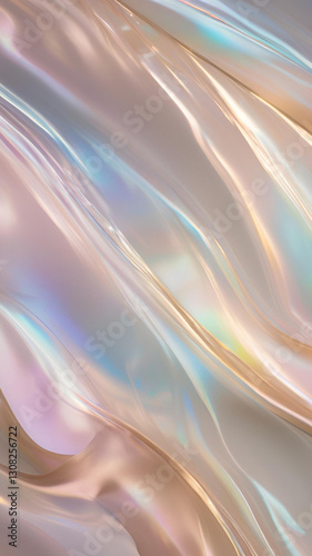 Abstract Iridescent Background Shimmering Pastel Drapes Flowing Fabric Texture