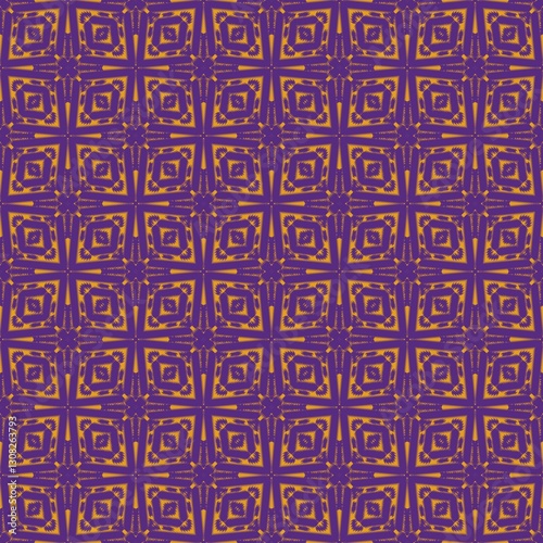 seamless violet flower line and geometric ikat fabric pattern background decorative graphic fashion style 