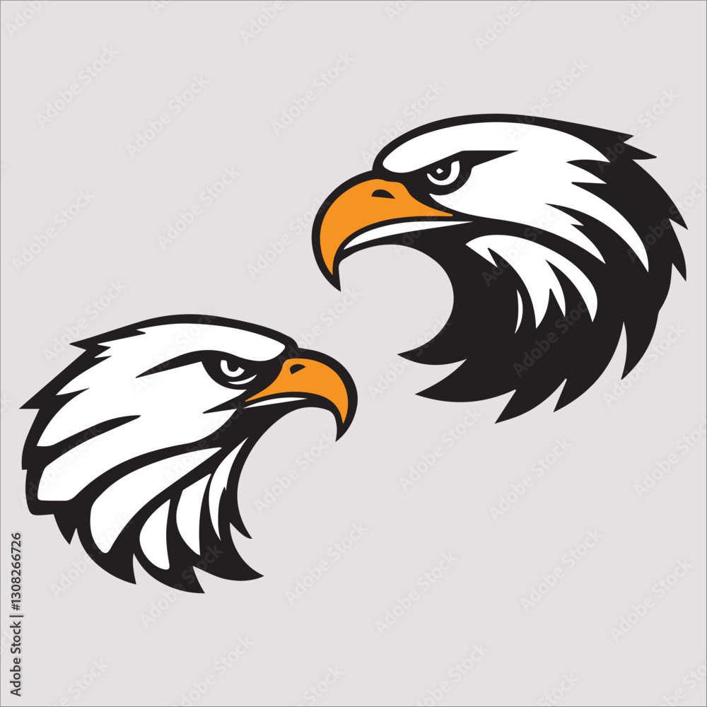 Obraz premium Eagle head and head on a gray background. Vector illustration.