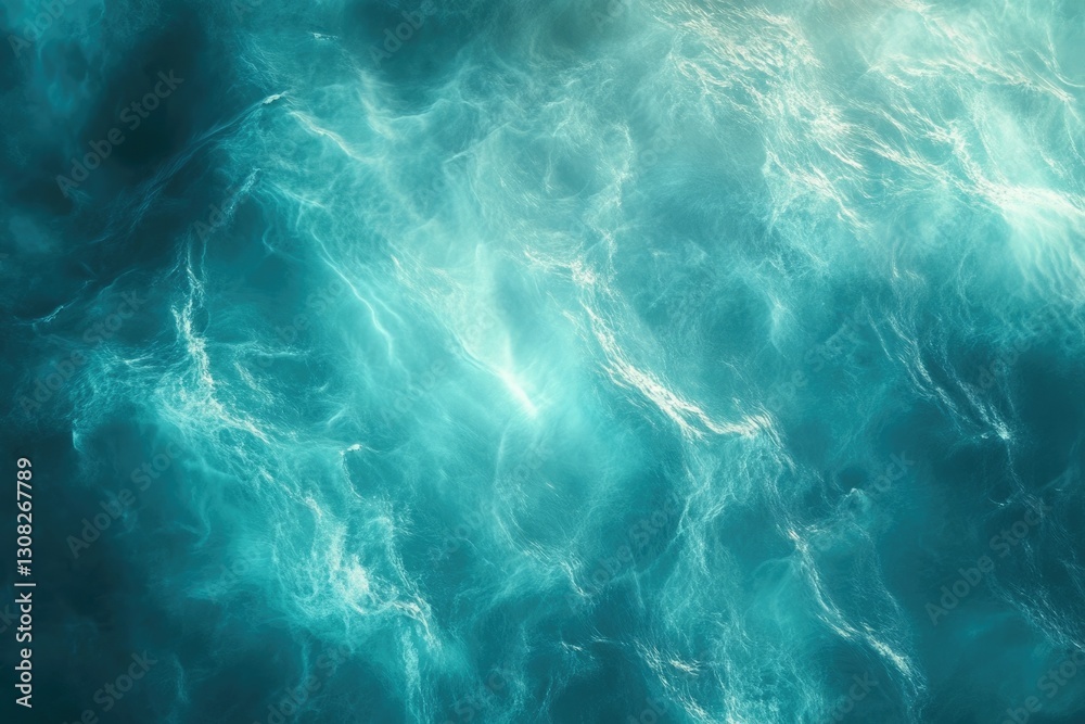 Abstract teal ocean waves texture; mesmerizing water surface with light and shadow play. Abstract teal ocean waves texture; mesmerizing water surface with light and shadow play.