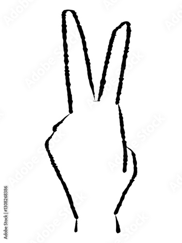 手描きのチョキ裏