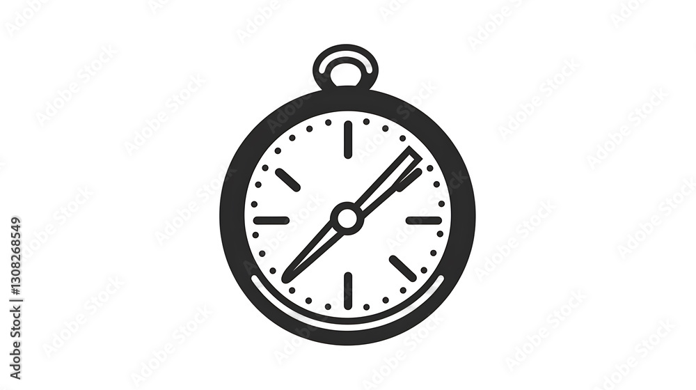 Black and White Line Drawing of a Pocket Watch on transparent background Generative Ai Black and White Line Drawing of a Pocket Watch on transparent background Generative Ai