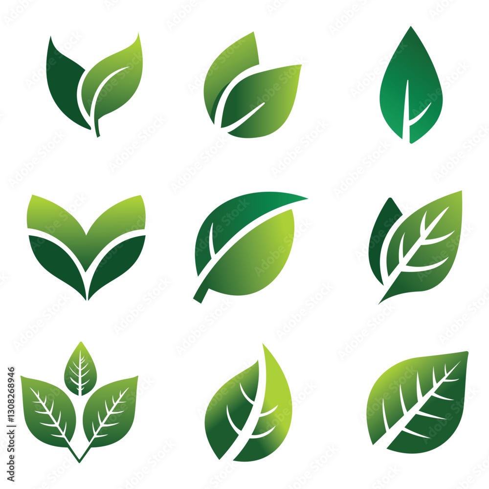 Leaf Vector Collection, Abstract Leaf Logo Design – Botanical and Organic Elements. Gradient Leaf Logo Set. Minimalist Greenery Icons, Natural, Herbal, and Organic Designs Leaf Vector Collection, Abstract Leaf Logo Design – Botanical and Organic Elements. Gradient Leaf Logo Set. Minimalist Greenery Icons, Natural, Herbal, and Organic Designs