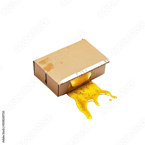 Leaking Egg Yolk from Cardboard Box