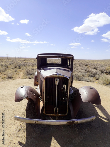 Rusted Classic Car on Historic Route 66