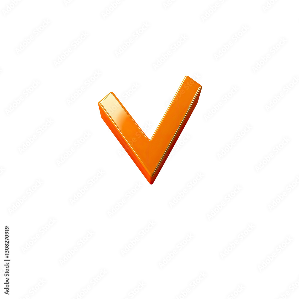 3D Render of Orange Checkmark Symbol - Approval, Confirmation, Success 3D Render of Orange Checkmark Symbol - Approval, Confirmation, Success
