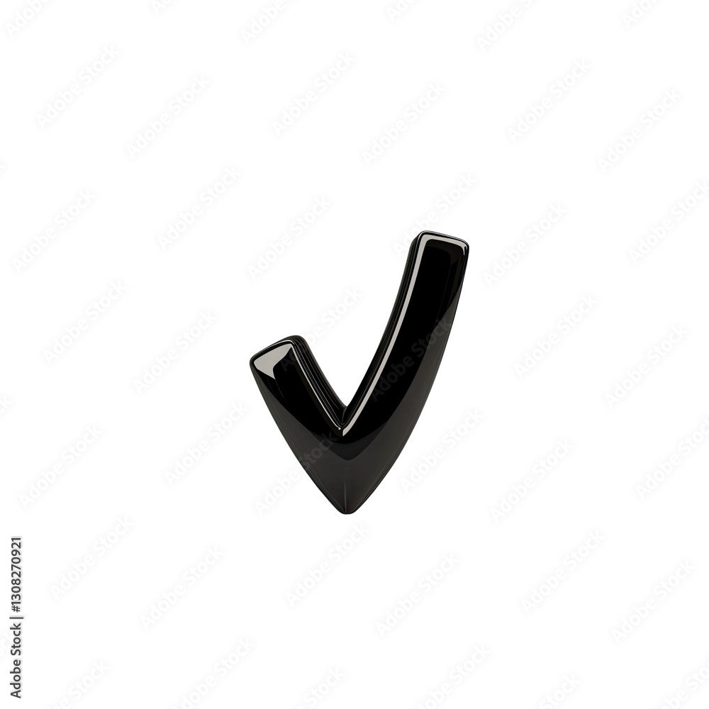 Glossy Black Check Mark 3D Render of Approval Symbol Glossy Black Check Mark 3D Render of Approval Symbol