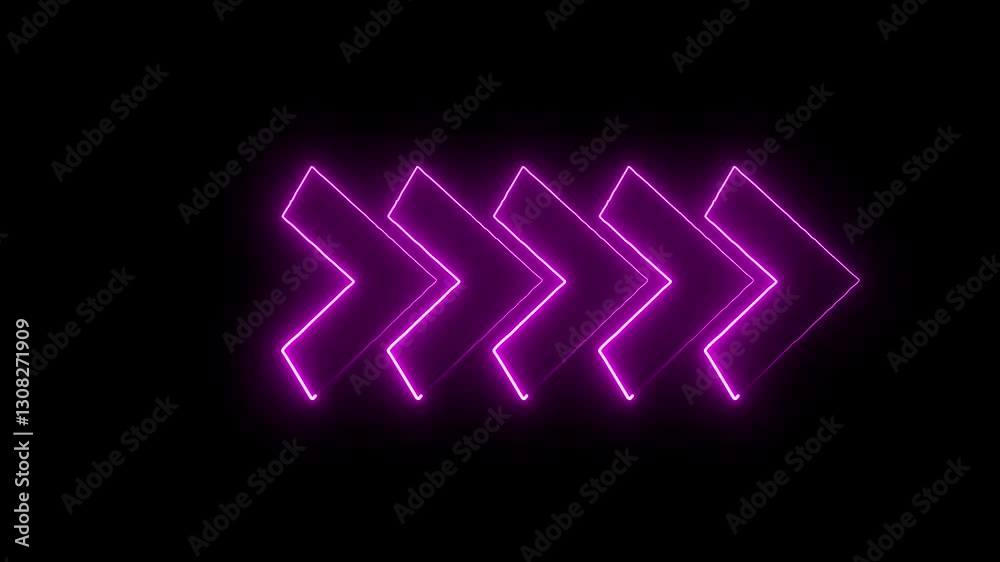 Neon line arror icon animation .