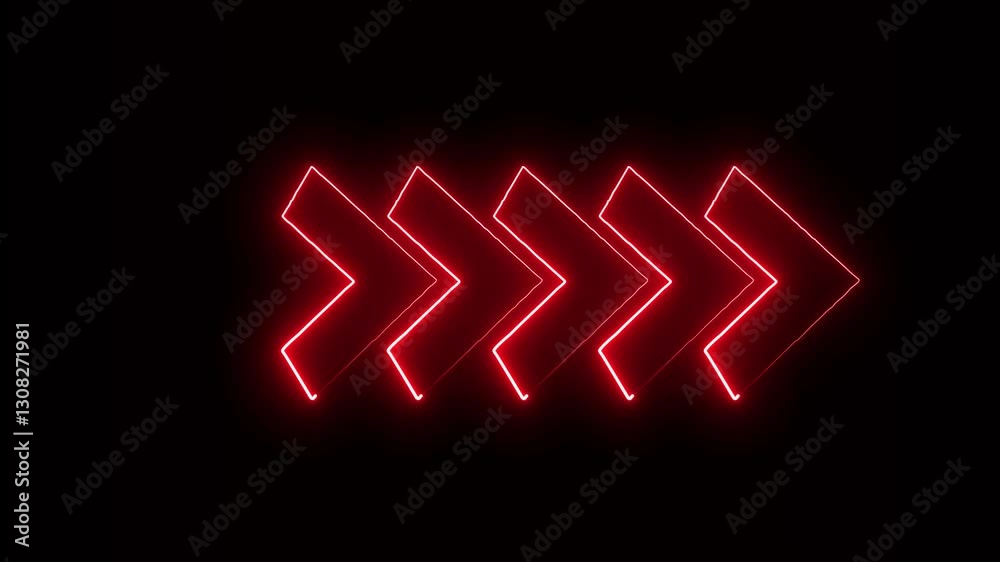 Neon line arror icon animation .