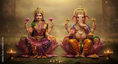 Goddess Laxmi, Lord Ganesha photo
