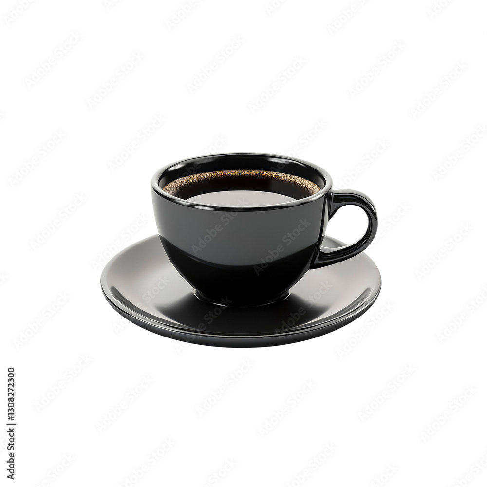 Aromatic Black Coffee in Sleek Cup and Saucer Aromatic Black Coffee in Sleek Cup and Saucer