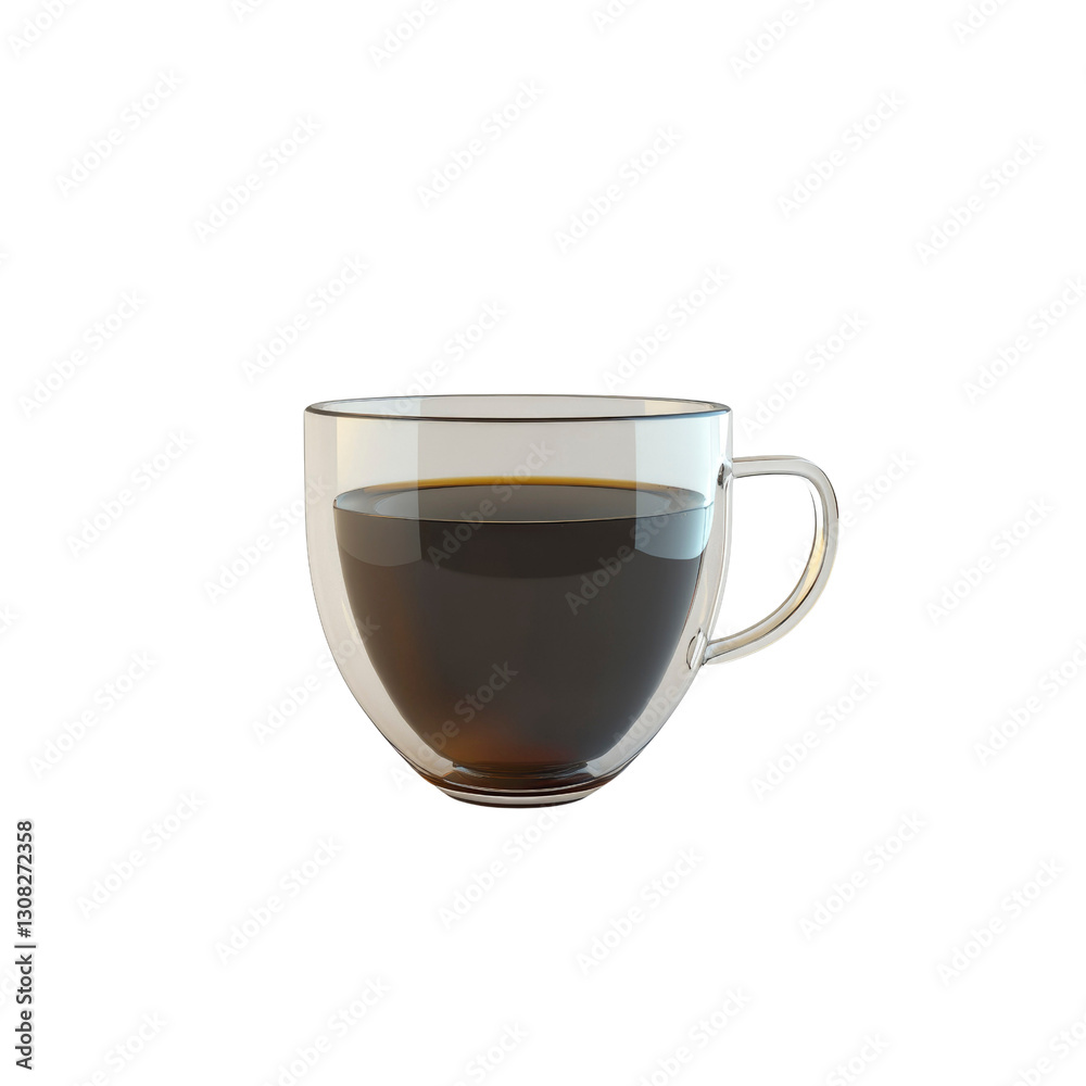 Double Walled Glass Mug of Coffee - Hot Beverage in Transparent Cup Double Walled Glass Mug of Coffee - Hot Beverage in Transparent Cup