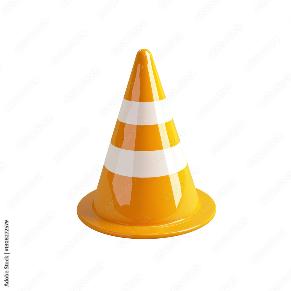 3D Render of a Shiny Orange Traffic Cone with White Stripes on Transparent Background 3D Render of a Shiny Orange Traffic Cone with White Stripes on Transparent Background