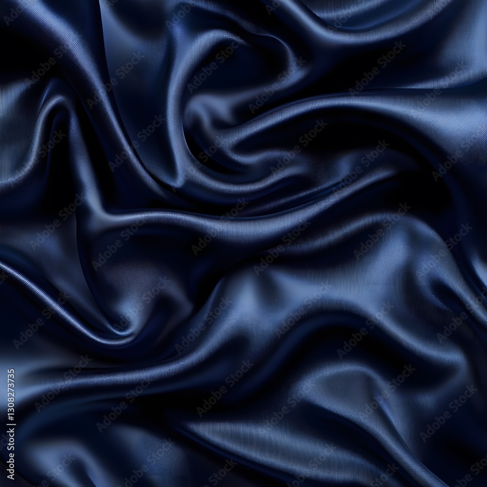 Fototapeta premium A luxurious satin weaving pattern with smooth, flowing textures in deep navy blue