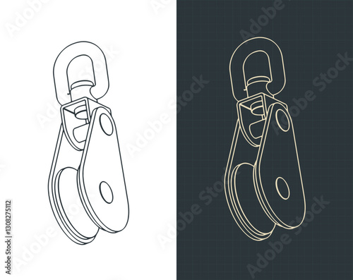 Single block for rigging isometric blueprints