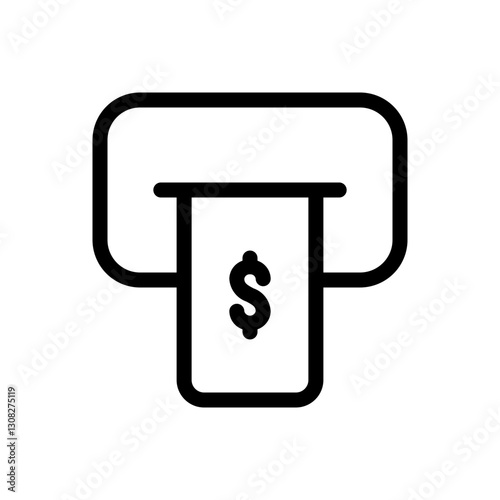 Withdrawal thin liner icon vector.
