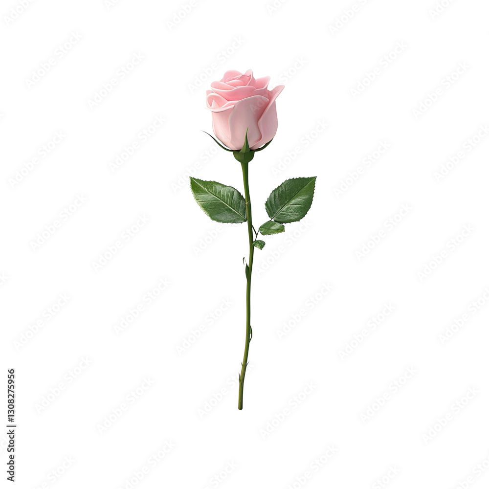 Single Pink Rose on Transparent Background Elegant Floral Still Life Single Pink Rose on Transparent Background Elegant Floral Still Life