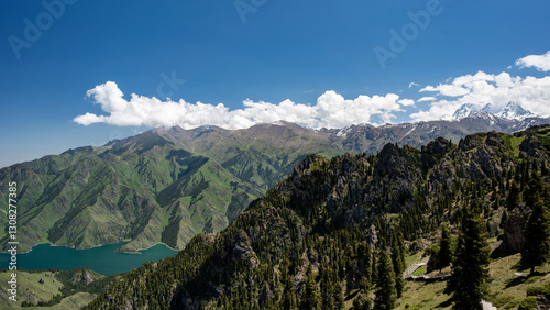 lake in the mountains，天山天池