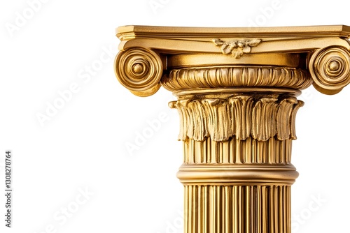 Golden column classic antique gold pillar isolated.