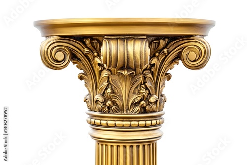 Golden column classic antique gold pillar isolated.