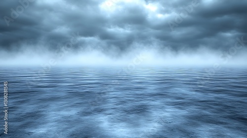 Misty sea under a dark sky; backdrop for a movie scene; use for wallpaper or screensaver photo