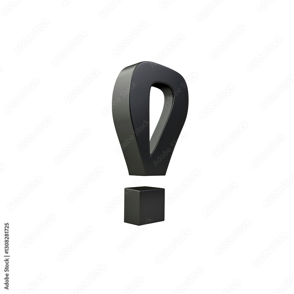 3D Render of a Black Exclamation Mark Icon 3D Render of a Black Exclamation Mark Icon