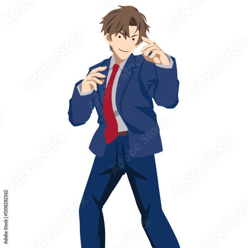 ファイティングポーズをするかっこいいビジネスマン