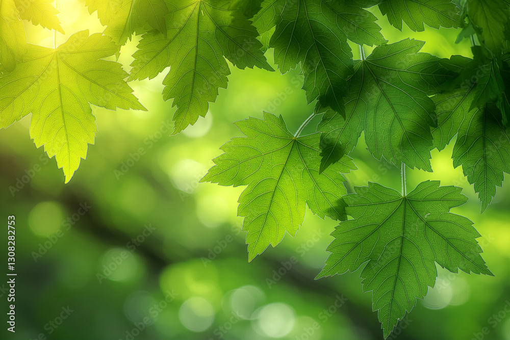 Green Serenity: The Tranquil Beauty of Fresh Leaves against a Blurred Background. Green Serenity: The Tranquil Beauty of Fresh Leaves against a Blurred Background.