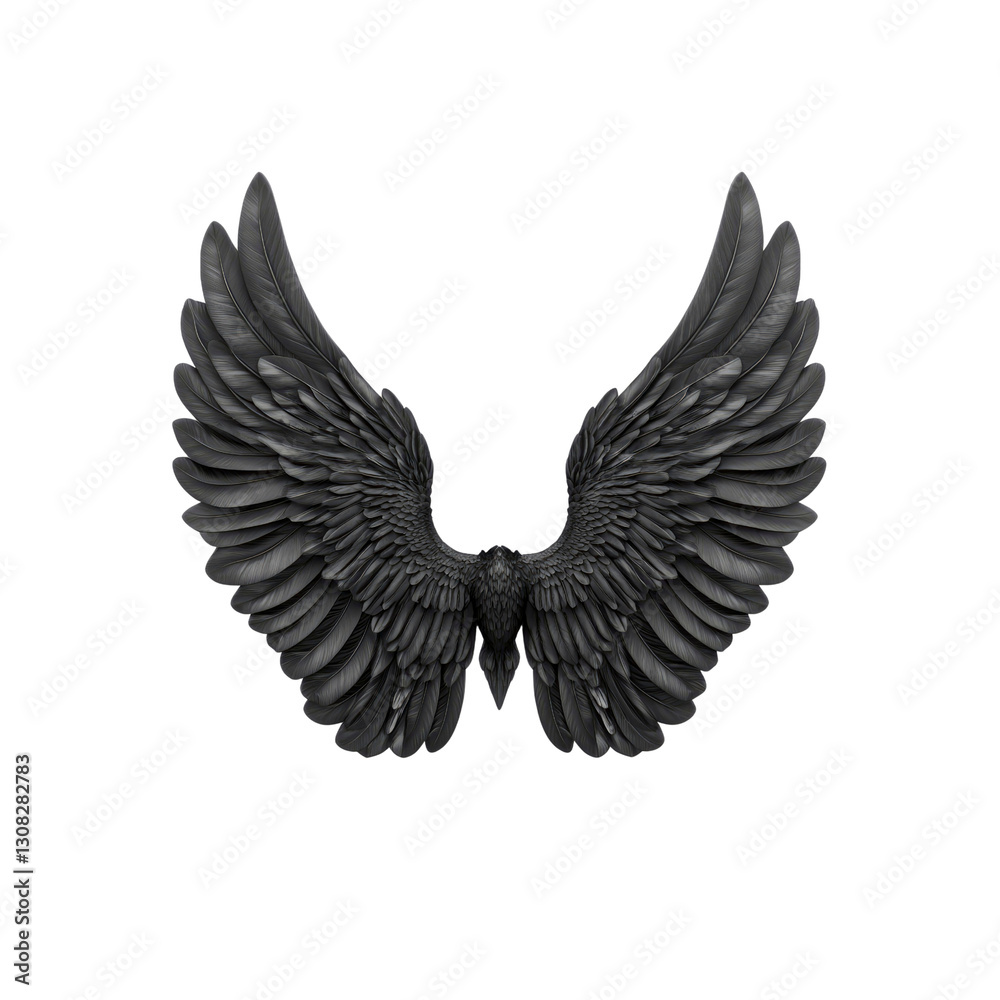 Obraz premium Majestic Black Wings 3D Render of Powerful Avian Wings