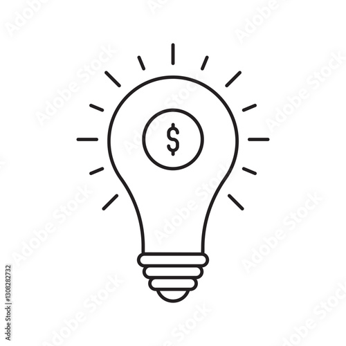 thin line lightbulb with dollar icon like start up. linear trend modern wealth logotype graphic stroke web design isolated on white. concept of simple smart strategy or economy growth pictogram