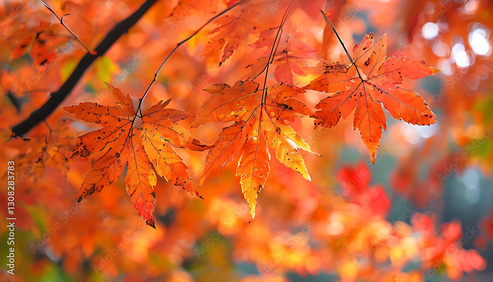 close up of autumn leaves in orange and red close up of autumn leaves in orange and red
