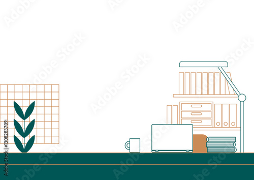 オフィスデスクのイラスト