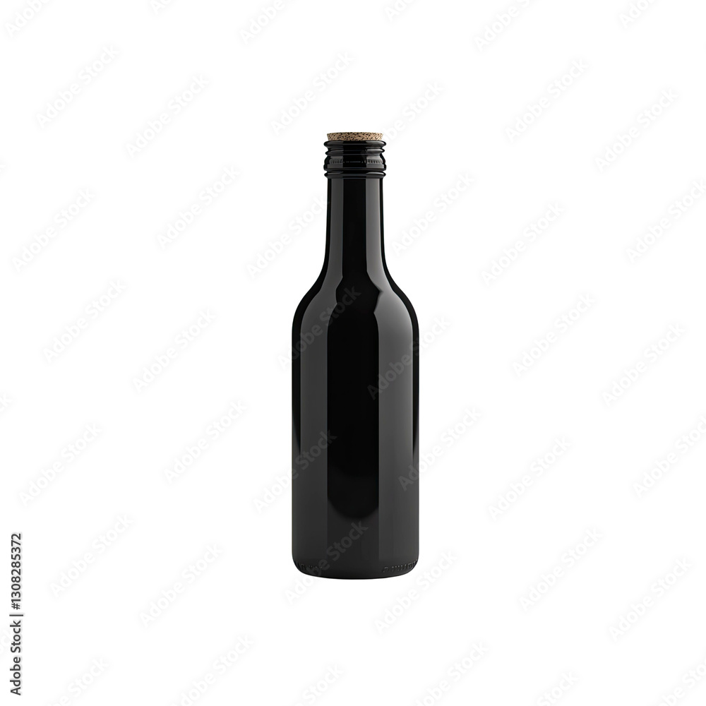 Small Black Glass Bottle with Cork Top - Mockup Small Black Glass Bottle with Cork Top - Mockup