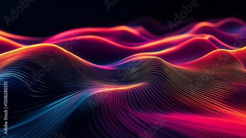 Colorful Wavy Patterns in Neon Tones for Creative Digital Art and Design : Generative AI
