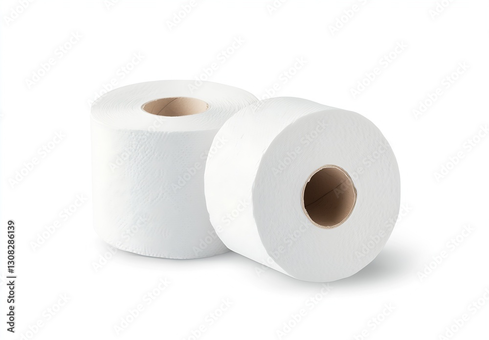 Close Up of Two White Rolls of Paper Towel with Textured Surface on Light Background : Generative AI Close Up of Two White Rolls of Paper Towel with Textured Surface on Light Background : Generative AI