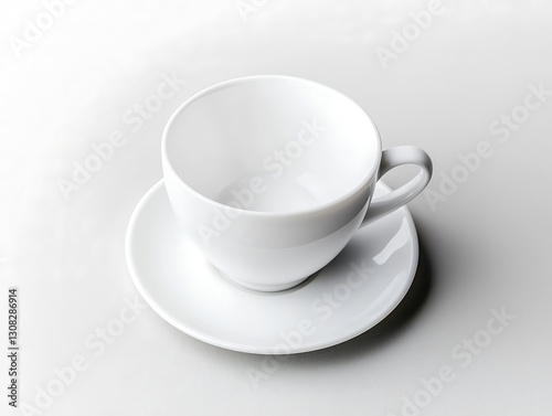 Wallpaper Mural A ceramic coffee cup with a saucer, placed on a light gray background, showcasing a modern and clean design. Torontodigital.ca