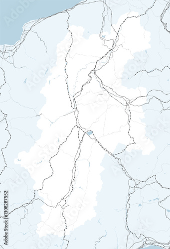 日本の長野県と隣接する都道府県を含む、シンプルなロードマップ